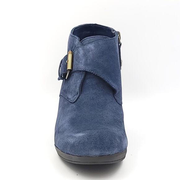 Isaac Mizrahi Live Women Wedge Heel Ankle Booties Volley Size US 8.5M Navy Suede - Picture 4 of 6